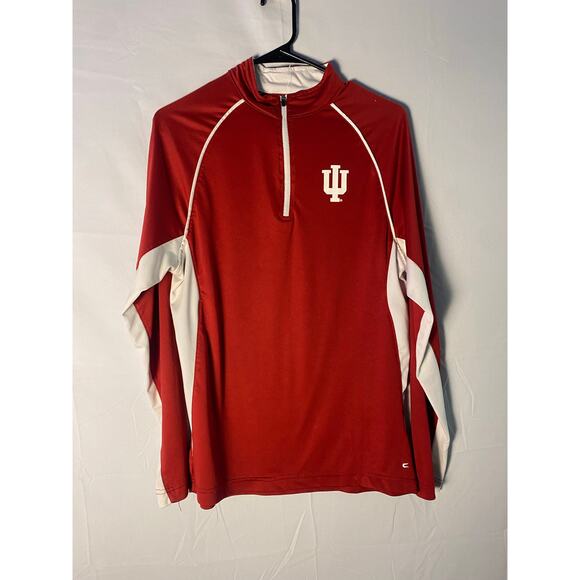 IU Indiana University Red Quarter Zip Shirt Long Sleeve Athletic Men's Medium - Picture 1 of 2